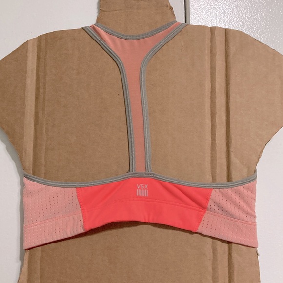 VICTORIAS SECRET VSX Zip Front Racerback Sports Bra Peach Orange Small Petite - Picture 5 of 15